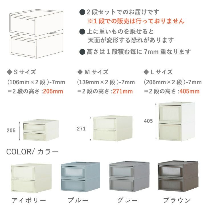 スタックシステムケース レギュラーM 2段セット（引き出し収納ボックス