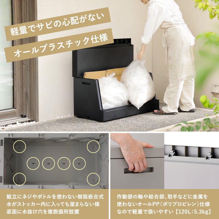 SOLOW 出し入れがスムーズな屋外ストッカー 120L | リス公式オンライン